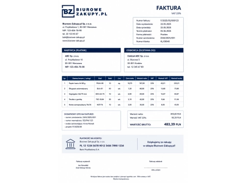 Jak poprawnie podać dane do faktury podczas składania zamówienia, gdy występują Nabywca i Odbiorca?