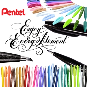 Pisak do kaligrafii PENTEL SES15 Brush Pen - szary-210056