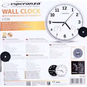 Zegar ścienny Esperanza LYON EHC016K (kolor czarny)-3
