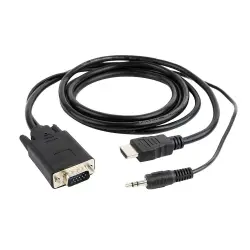 Adapter GEMBIRD A-HDMI-VGA-03-6 (HDMI M - D-Sub (VGA), Jack stereo 3,5 mm M; 1,8m; kolor czarny)-1