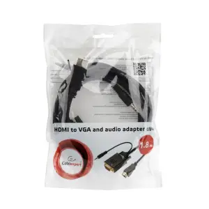 Adapter GEMBIRD A-HDMI-VGA-03-10 (HDMI M - D-Sub (VGA), Jack stereo 3,5 mm M; 3m; kolor czarny)-3