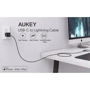 AUKEY CB-CL03 NYLONOWY KABEL USB C-LIGHTNING 2M PD-5
