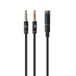 Kabel GEMBIRD CCA-418M (Mini Jack x2 M - 4-Pin, Jack stereo 3,5 mm F; 0,20m; kolor czarny)-1
