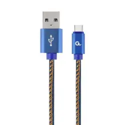 GEMBIRD KABEL USB TYPE-C (METALOWE WTYKI, OPLOT NYLONOWY W KOLORZE DENIM - JEANS) 1M-1