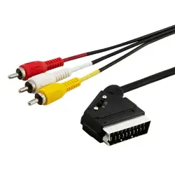 Kabel męski SAVIO CL-133 (SCART M - RCA x 3 M; 2m; kolor czarny)-1