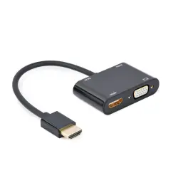 GEMBIRD ADAPTER HDMI MĘSKI DO HDMI ŻEŃSKI + VGA ŻEŃSKI Z AUDIO + PORT ZASILANIA-1