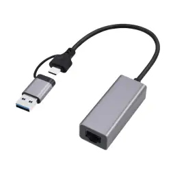 GEMBIRD ADAPTER USB TYP 3.1 + USB-C -> LAN RJ45 GIGABIT 15CM-1