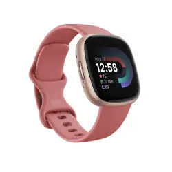 Fitbit versa 4 smart watch, pink body with pink silicone strap-1