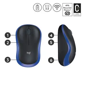 Mysz bezprzewodowa Logitech M185 910-002236 (optyczna; 1000 DPI; kolor niebieski)-6
