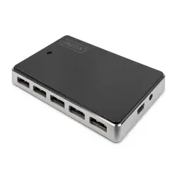 HUB 10-portowy USB 2.0 HighSpeedaktywny, czarno-srebrny-1