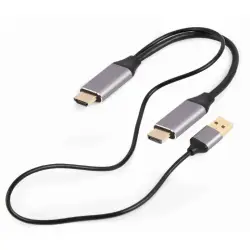 Adapter HDMI męski do DisplayPort męski + USB-A męski  4K Gembird A-HDMIM-DPM-01 czarny-1