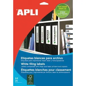 Etykiety na segregator APLI 38x190mm - białe AP1232 -116461