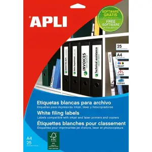 Etykiety na segregator APLI 38x190mm - białe AP1232 -116462