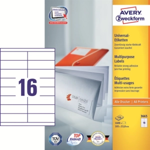 Etykiety AVERY ZWECKFORM uniw. 105x33,8 (16) 3665-266468