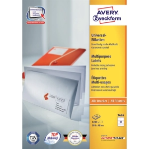 Etykiety AVERY ZWECKFORM uniw. 105x48 (12) 3424-125855