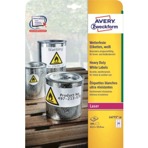 Etykiety AVERY ZWECKFORM HD 63,5x33,9 L4773-20-125951