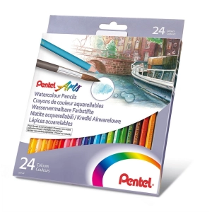 Kredki PENTEL ołówkowe 24 kolorów akwarelowe-128311