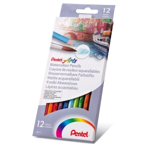 Kredki PENTEL ołówkowe 12 kolorów akwarelowe-303995