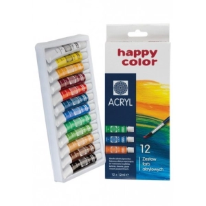 Farba akrylowa HAPPY COLOR 12ml. zestaw 12 kolorów-149849