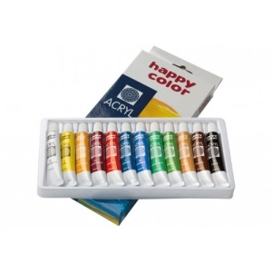 Farba akrylowa HAPPY COLOR 12ml. zestaw 12 kolorów-149851
