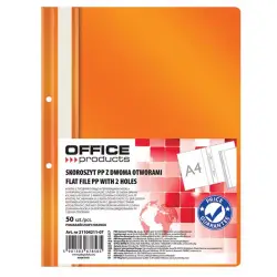 Skoroszyt OFFICE PRODUCTS A4 zawieszany 2 otwory op.50 - pomarańczowy-631056