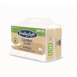Ręcznik ZZ BulkySoft COMFORT EKOLOGICZNY składany typy V-21x21 cm 2w. biały celuloza 3000szt 84570-613028