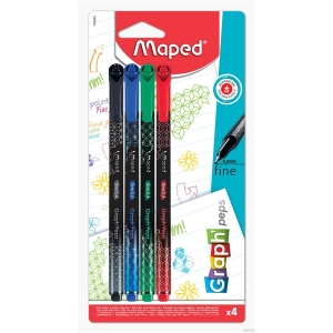 Cienkopis MAPED GRAPH PEPS DECO kolory basic 4 szt