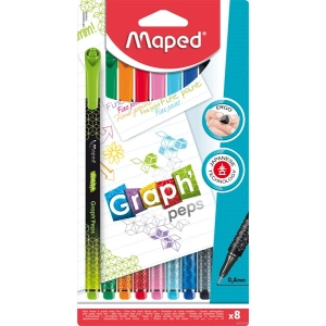 Cienkopis MAPED GRAPH PEPS DECO 8 szt blister 74900