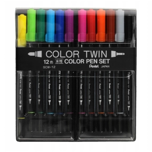 Zestaw PENTEL pisaki dwustronne 0,5 - 0,9mm - 12 kolorów SCW-12-669467