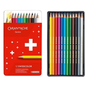 Kredki CARAN D'ACHE Swisscolor metalowe pudełko 12 szt.-159314