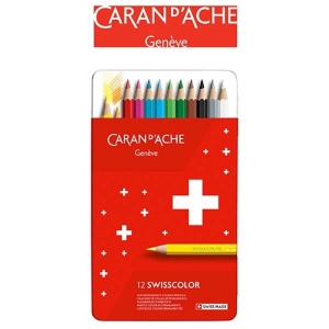 Kredki CARAN D'ACHE Swisscolor metalowe pudełko 12 szt.-159315