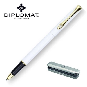 Pióro kulkowe DIPLOMAT Traveller M białe/złote-160468