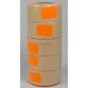 Metki cenowe 2rz. 26x16 fala - pomarań 1 ROLKA-16208