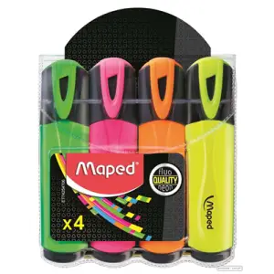 Zakreślacz MAPED FLUO PEPS mix kolorów 4szt etui z zawieszką 742547-507732