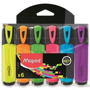 Zakreślacz MAPED FLUO PEPS mix kolorów 6szt etui z zawieszką 742557-507729