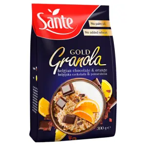 Płatki śniadaniowe SANTE granola 300g. Belgijska czekolada i pomarańcza
