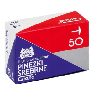 Pinezki GRAND - srebrne 50szt. OPAKOWANIE op.x10 -21388