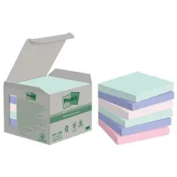Karteczki POST-IT ekologiczne NATURE pastelowe 76x76mm 6x100 kart.