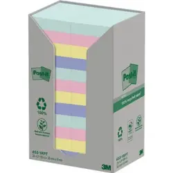 Karteczki POST-IT ekologiczne NATURE pastelowe 38x51mm 24x100 kart.