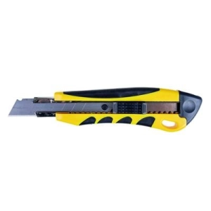 Nóż do papieru OFFICE PRODUCTS Professional gumowa rękojeść z blokadą żółto-czarny