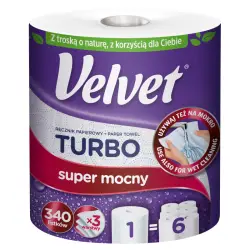 Ręcznik w roli VELVET Turbo 3-warstwowy 300 listków biały celuloza-630622