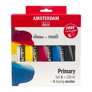 Farba akrylowa TALENS AMSTERDAM 120ml. OPK.5 - primary + końcówki