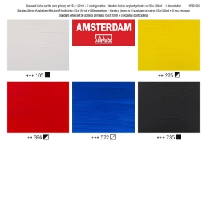 Farba akrylowa TALENS AMSTERDAM 120ml. OPK.5 - primary + końcówki-184450