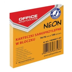 Karteczki samop. OFFICE PRODUCTS 76x76 neon pomar-617221