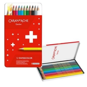 Kredki CARAN D'ACHE Swisscolor metalowe pudełko 12 szt.-197496