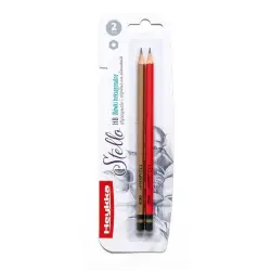Ołówek HEYKKA HB heksagonalny z gumką op.2 - czerwony i złoty
