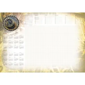 Kalendarz podkład na biurko MiP A2 z listwą 2024r. - Zegar T-1-A2-4