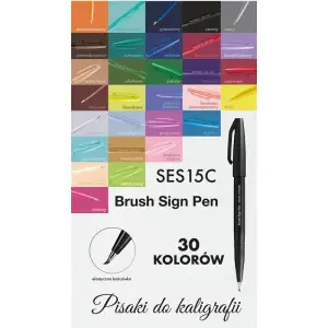 Pisak do kaligrafii PENTEL SES15 Brush Pen - niebieski-209999