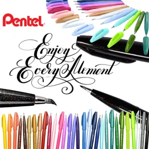 Pisak do kaligrafii PENTEL SES15 Brush Pen - szary błękit-210057