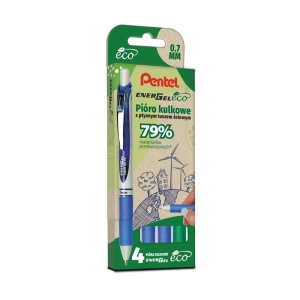 Długopis żelowy PENTEL EnerGel BL77 EKO kpl.4 - niebieski x 3 + zielony-210821